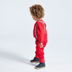 بنطلون مخملي فاخر للأولاد الصغار بأشرطة حمراء